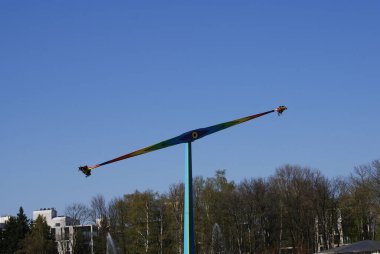 Bir lunaparkta, bir eğlence parkında yetişkin atlıkarınca..