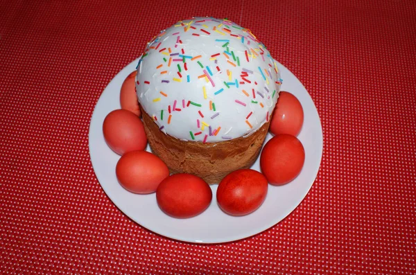 Torta Pasqua Uova Colorate Vacanze Ortodosse Pasqua — Foto Stock