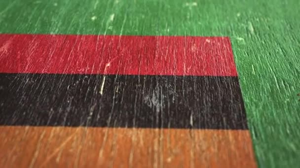 Bandeira Zâmbia Detalhe Sobre Madeira Profundidade Campo Rasa Laço Sem — Vídeo de Stock