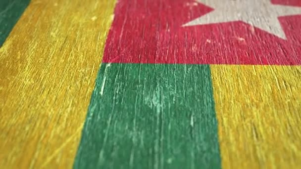 Flagge Von Togo Detail Auf Holz Geringe Schärfentiefe Nahtlose Schleife — Stockvideo