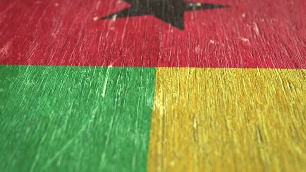 Vlajka Guineje Bissau Detail Wood Shallow Depth Field Seamless Loop — Stock video