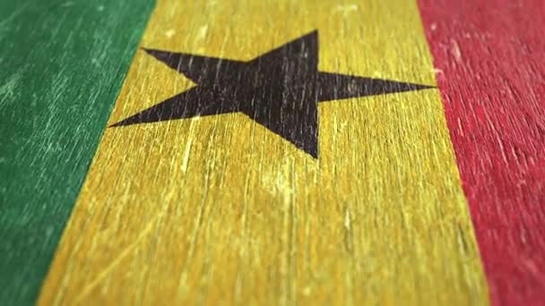 Drapeau Ghana Détail Sur Bois Faible Profondeur Champ Boucle Sans — Video