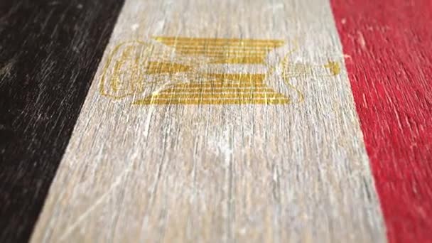 Flagge Ägyptens Detail Auf Holz Geringe Schärfentiefe Nahtlose Schleife Hochwertige — Stockvideo