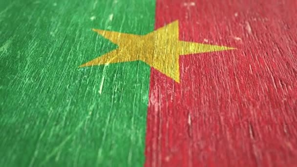 Vlag Van Burkina Faso Detail Hout Ondiepe Velddiepte Naadloze Lus — Stockvideo