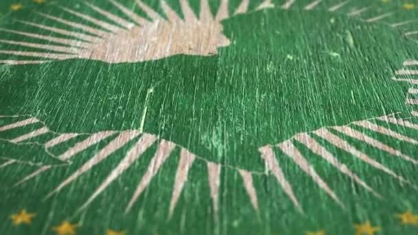 Vlajka Africké Unie Detail Wood Shallow Depth Field Seamless Loop — Stock video