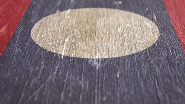 Laoská Vlajka Detail Wood Shallow Depth Field Seamless Loop Kvalitní — Stock video