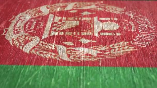 Bandeira Afeganistão Detalhe Sobre Madeira Profundidade Campo Rasa Laço Sem — Vídeo de Stock