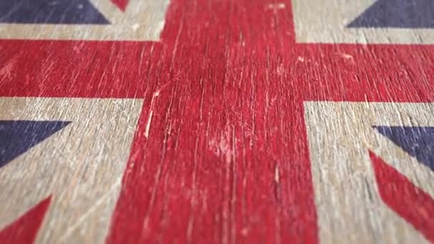 Bandeira Reino Unido Detalhe Sobre Madeira Profundidade Campo Rasa Laço — Vídeo de Stock