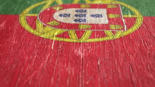 Portugals Flagga Detalj Trä Grunt Djup Fält Sömlös Loop Animering — Stockvideo