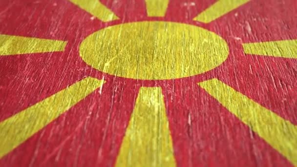 Bandera Macedonia Detalle Madera Profundidad Superficial Del Campo Lazo Sin — Vídeo de stock