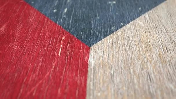 Bandeira República Checa Detalhe Sobre Madeira Profundidade Campo Rasa Laço — Vídeo de Stock