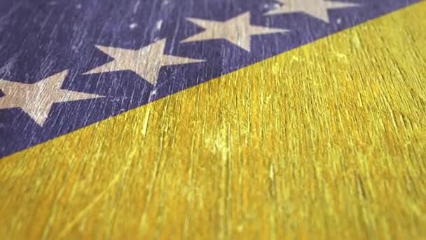 Flag Bosnia Herzegovina Detail Wood Shallow Depth Field Seamless Loop — Stock Video