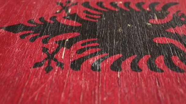 Bandeira Albânia Detalhe Sobre Madeira Profundidade Campo Rasa Laço Sem — Vídeo de Stock