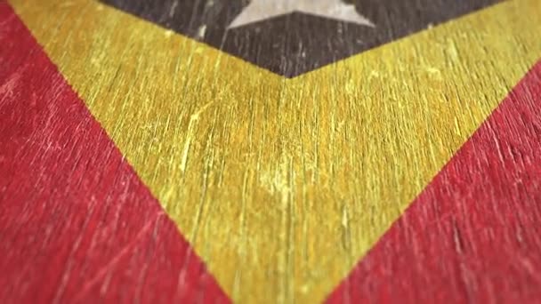 Bandeira Timor Leste Detalhe Sobre Madeira Profundidade Campo Rasa Laço — Vídeo de Stock