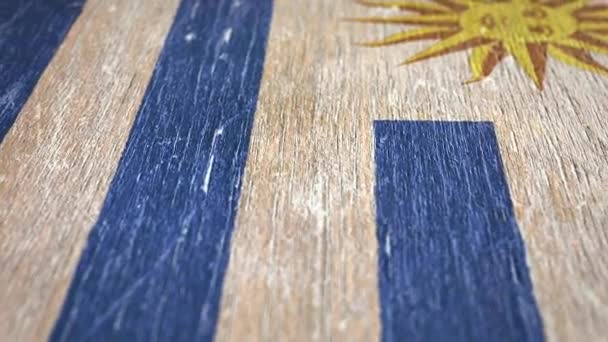 Uruguayská Vlajka Detail Wood Shallow Depth Field Seamless Loop Kvalitní — Stock video