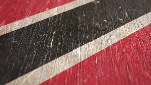 Flagge Von Trinidad Und Tobago Detail Auf Holz Geringe Schärfentiefe — Stockvideo