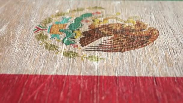 墨西哥国旗 采购产品木材上的细节 浅层的田野 无缝圈 高质量的动画 适合贵国 与政治有关的项目 1080P 60Fps — 图库视频影像