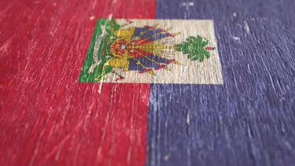 Bandera Haití Detalle Madera Profundidad Superficial Del Campo Lazo Sin — Vídeos de Stock