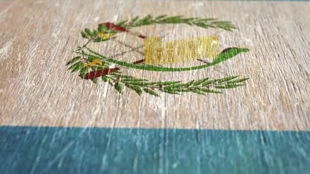 Guatemalská Vlajka Detail Wood Shallow Depth Field Seamless Loop Kvalitní — Stock video