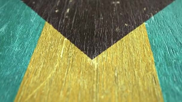 Fahne Von Bahamas Detail Auf Holz Geringe Schärfentiefe Nahtlose Schleife — Stockvideo