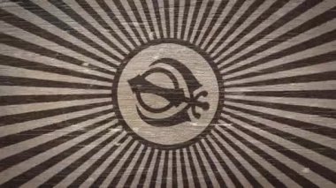 Khanda - Tahta Doku Üzerine Sih Sembolü. Sih / Din İlişkili Projeleriniz için ideal. Yüksek Kalite Animasyon. 4k, 60fps