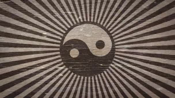 Yin Yang Tai Chi Symbool Wodden Texture Ideaal Voor Oosterse — Stockvideo