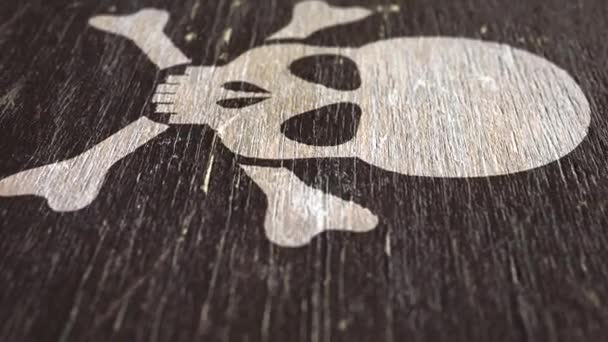 Ядовитый Ядовитый Символ Черепа Вудденской Текстуре Идеально Подходит Проектов Связанных — стоковое видео