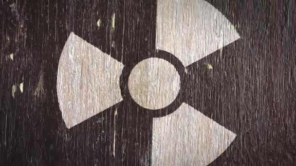 Radioactive Radioactivity Warning Symbol Wodden Texture Ideal Your Radioactivity Related — Stock Video