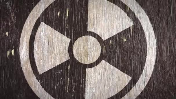 Radioactive Radioactivity Warning Symbol Wodden Texture Inglês Ideal Para Seus — Vídeo de Stock