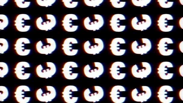 Glitchy Arberration Seamless Euro Eur Signs Modern Glitchy Flashy Original — Stock Video