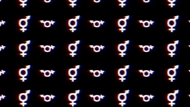 Glitchy Arberration Płynne Znaki Transgenderowe Nowoczesne Glitchy Flashy Oryginalne Tło — Wideo stockowe