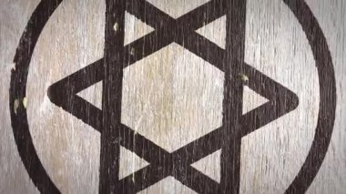 David Magen 'in Yıldızı - Musevi sembolü ahşap doku. Musevilik / Din İlgili Projeleriniz için ideal. Yüksek Kaliteli Kusursuz Animasyon. 4k, 60fps