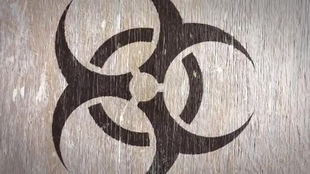 Biohazard Warning Symbol Wodden Texture Ideal Your Biological Danger Related — ストック動画