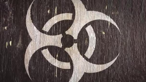 Warnsymbol Für Biohazard Auf Holzstruktur Ideal Für Ihre Projekte Zusammenhang — Stockvideo