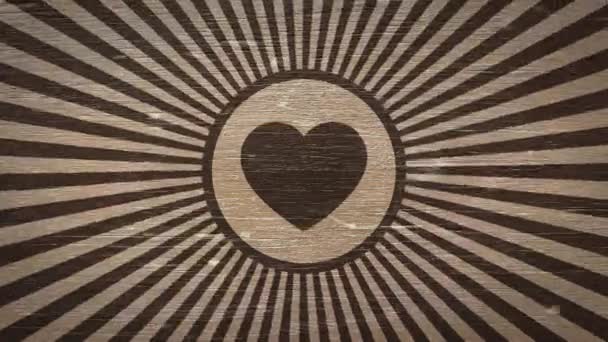 Corazón Negro Inconsútil Animado Sobre Fondo Madera Textura Ideal Para — Vídeo de stock