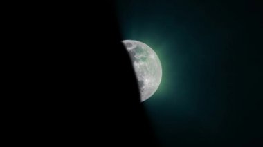Yeşil / Mavi Parlak Ay Arkaplanı, Kusursuz Döngü. Astronomi / Astronomi projeleriniz için ideal. Yüksek Kalite Canlandırma, 4k, 60fps.