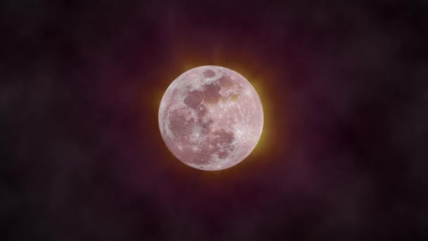 Rouge / Bloody Shining Moon Background, Seamless Loop. Idéal pour vos projets Astrologie / Astronomie. Animation de haute qualité, 4K, 60fps .