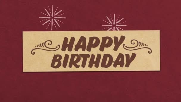 Happy Birthday Greeting Card Red Paper Textured Background Ideal Your — Stock Video