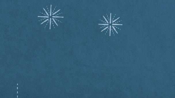 Синій Феєрверк Фон Мінімалістична Безшовна Петля Високоякісна Ретро Анімація Кадрів — стокове відео