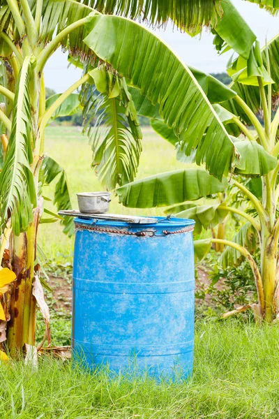 Old plastic barrel container — Stock Photo, Image