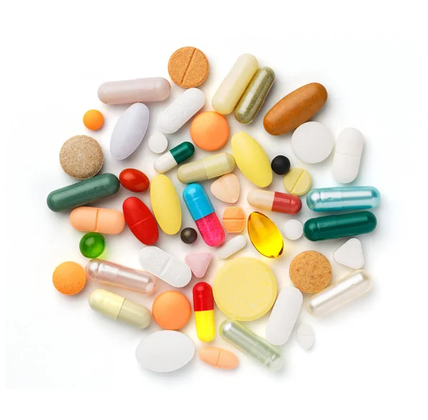Grupo Cercano Fármacos Medicamentos Aislados Concepto Atención Médica Blanca Sanitaria — Foto de Stock