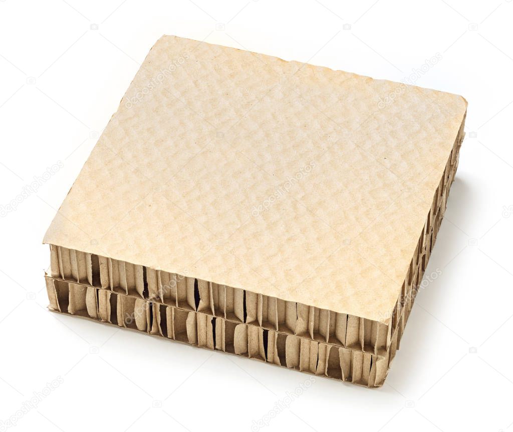 Honeycomb paper board used for cargo bracing or separators product in shipments, deep focus image