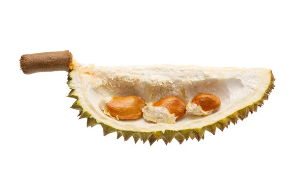 Durian frukt portionr med utsäde isolerade — Stockfoto