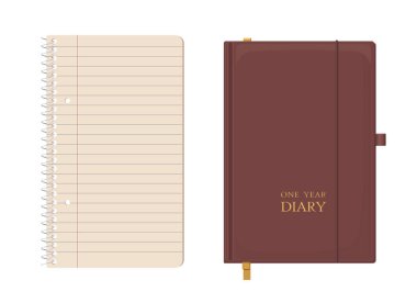 Vector notebook set. Notepad flat isolated illustration. Empty list. Diary
