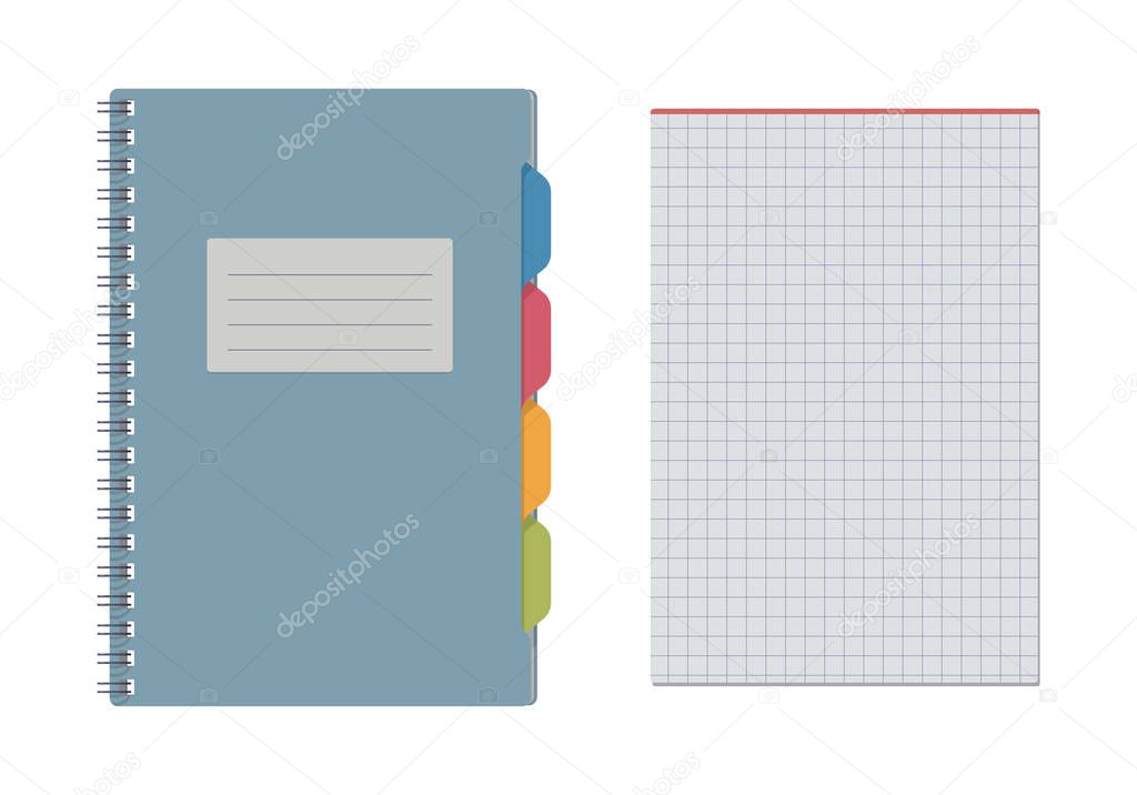 Vector notebook set. Notepad flat isolated illustration. Empty list
