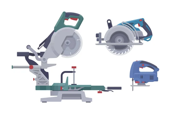 Vector elektrisch gereedschap. Geïsoleerde zaag. Platte illustratie — Stockvector