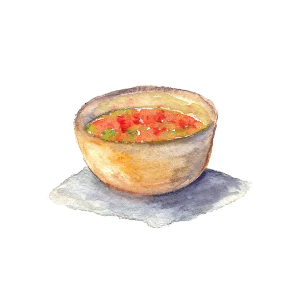 Watercolor illustration of a bowl of salad — 스톡 사진