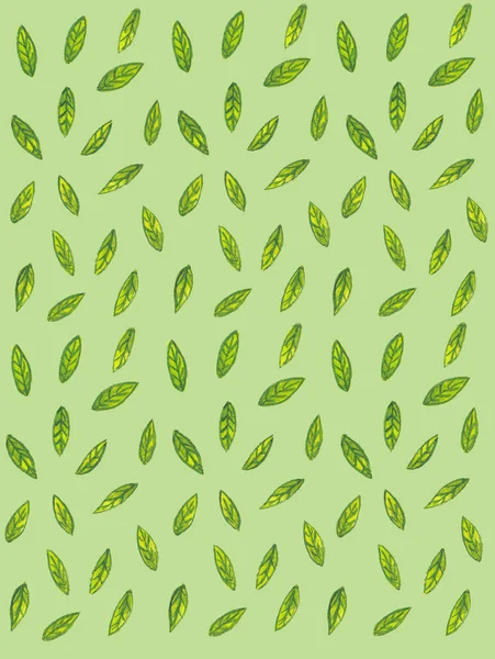 녹색 잎 수채화 패턴 — 스톡 사진
