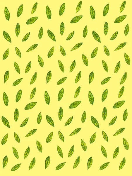 Watercolor pattern with green leaves — Stock Photo, Image