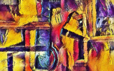 Dijital soyut resim - güçlü akvaryum - suluboya